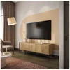Image de Meuble TV 4 portes 167 cm LENARA avec tasseaux et LED marron clair BOBOCHIC