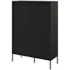 Image de Buffet haut 4 portes 100 cm LENARA avec tasseaux et LED noir BOBOCHIC