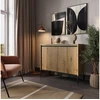 Image de Buffet 2 portes 100 cm LENARA avec tasseaux et LED marron clair BOBOCHIC