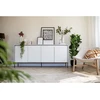 Image de Buffet 4 portes 193 cm LENARA avec tasseaux et LED blanc BOBOCHIC