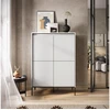 Image de Buffet haut 4 portes 100 cm LENARA avec tasseaux et LED blanc BOBOCHIC