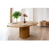 Image de Table à manger extensible D.130 à D.180 cm SORMIOU placage chêne massif marron clair BOBOCHIC