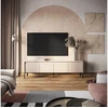 Image de Meuble TV 4 portes 193 cm LENARA avec tasseaux et LED beige BOBOCHIC