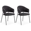 Image de Lot de 2 chaises LOU tissu texturé gris foncé BOBOCHIC