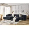 Image de Canapé d'angle fixe ZEPHYR avec pouf bleu foncé angle gauche BOBOCHIC 5 places