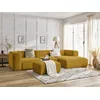 Image de Canapé d'angle fixe ZEPHYR avec pouf jaune angle droit BOBOCHIC 5 places