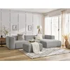 Image de Canapé d'angle fixe ZEPHYR avec pouf gris clair angle droit BOBOCHIC 5 places