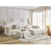Image de Canapé d'angle fixe ZEPHYR avec pouf blanc angle droit BOBOCHIC 5 places