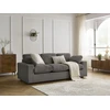 Image de Canapé droit fixe compact BELAIR velours côtelé taupe BOBOCHIC 3 places