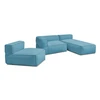 Image de Canapé de jardin modulable GIULIA avec bâche de protection, 1 chauffeuse 1 place, 1 angle et 1 méridienne bleu clair BOBOCHIC