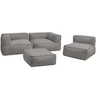 Image de Canapé de jardin modulable GIULIA avec bâche de protection, 2 angles, 1 chauffeuse 1 place et 1 pouf gris foncé BOBOCHIC