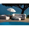 Image de Canapé de jardin droit fixe 2 places NOUR avec pouf avec bâche de protection beige BOBOCHIC