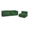 Image de Canapé de jardin modulable GIULIA avec bâche de protection, 2 angles et 1 chauffeuse 1 place vert BOBOCHIC