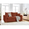 Image de Canapé droit convertible ouverture express AUGUSTIN tissu bouclette orange 140x200 BOBOCHIC 3 places