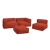 Image de Canapé de jardin modulable GIULIA avec bâche de protection, 2 angles, 1 chauffeuse 1 place et 1 pouf rouge BOBOCHIC