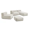 Image de Canapé de jardin modulable GIULIA avec bâche de protection, 1 chauffeuse 1 place, 1 angle, 1 méridienne et 1 beige BOBOCHIC