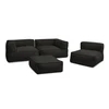 Image de Canapé de jardin modulable GIULIA avec bâche de protection, 2 angles, 1 chauffeuse 1 place et 1 pouf noir BOBOCHIC