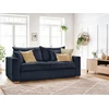 Image de Canapé droit convertible ouverture express AUGUSTIN velours côtelé bleu foncé 140x200 BOBOCHIC 3 places