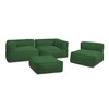 Image de Canapé de jardin modulable GIULIA avec bâche de protection, 2 angles, 1 chauffeuse 1 place et 1 pouf vert BOBOCHIC