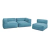 Image de Canapé de jardin modulable GIULIA avec bâche de protection, 2 angles et 1 chauffeuse 1 place bleu clair BOBOCHIC