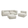 Image de Canapé de jardin modulable GIULIA avec bâche de protection, 2 angles, 1 chauffeuse 1 place et 1 pouf beige BOBOCHIC