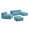 Image de Canapé de jardin modulable GIULIA avec bâche de protection, 1 chauffeuse 1 place, 1 angle, 1 méridienne et 1 bleu clair BOBOCHIC