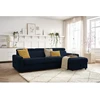 Image de Canapé d'angle réversible convertible coffre MONACO tissu lisse bleu foncé 160x190 réversible BOBOCHIC 3 places
