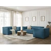 Image de Ensemble canapé droit fixe 3 + 2 places + fauteuil GIORGIA velours côtelé bleu clair BOBOCHIC 5 places