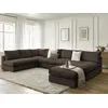 Image de Canapé d'angle modulable PARIS velours côtelé avec 3 chauffeuses, 1 méridienne, 1 angle, et 1 pouf marron BOBOCHIC 6 places