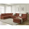 Image de Canapé d'angle modulable PARIS velours côtelé avec 3 chauffeuses, 1 méridienne, 1 angle, et 1 pouf orange BOBOCHIC 6 places