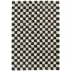 Image de Tapis poils longs DAMIEN motifs damier noir 200x290 BOBOCHIC