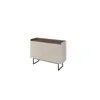 Image de Commode 3 tiroirs 1 porte 118 cm LOUNA beige et effet bois avec tasseaux et LED BOBOCHIC