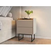 Image de Table de chevet 2 tiroirs LOUNA beige et effet bois avec tasseaux et LED BOBOCHIC