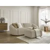 Image de Canapé droit fixe 3 places TINA tissu bouclette avec pouf beige BOBOCHIC