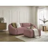 Image de Canapé droit fixe 3 places TINA velours côtelé avec pouf rose BOBOCHIC