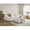 Image de Canapé droit fixe 3 places TINA tissu bouclette avec pouf blanc BOBOCHIC