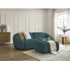 Image de Canapé droit fixe 3 places TINA tissu bouclette avec pouf bleu clair BOBOCHIC