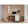 Image de Bureau 1 porte et 1 tiroir ALICE pieds en métal blanc BOBOCHIC