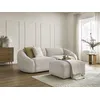 Image de Canapé droit fixe 3 places TINA velours côtelé avec pouf beige BOBOCHIC