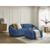 Image de Canapé droit fixe 3 places TINA velours côtelé avec pouf bleu foncé BOBOCHIC