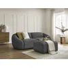 Image de Canapé droit fixe 3 places TINA velours côtelé avec pouf gris foncé BOBOCHIC