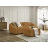 Image de Canapé droit fixe 3 places TINA tissu bouclette avec pouf jaune BOBOCHIC
