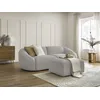 Image de Canapé droit fixe 3 places TINA tissu bouclette avec pouf gris clair BOBOCHIC