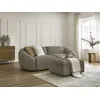 Image de Canapé droit fixe 3 places TINA tissu bouclette avec pouf taupe BOBOCHIC
