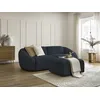 Image de Canapé droit fixe 3 places TINA tissu bouclette avec pouf bleu foncé BOBOCHIC