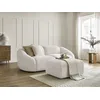 Image de Canapé droit fixe 2 places TINA tissu bouclette avec pouf blanc BOBOCHIC