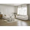Image de Ensemble canapé droit fixe 3 + 2 places TINA tissu bouclette avec pouf blanc BOBOCHIC 6 places