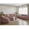 Image de Ensemble canapé droit fixe 3 + 2 places + fauteuil TINA velours côtelé avec pouf rose BOBOCHIC 7 places