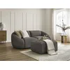 Image de Canapé droit fixe 2 places TINA velours côtelé avec pouf taupe BOBOCHIC