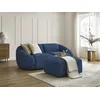Image de Canapé droit fixe 2 places TINA velours côtelé avec pouf bleu foncé BOBOCHIC
